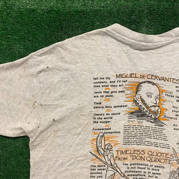 Vintage 90s Don Quixote Book Quote Grunge Single Stitch Tee - Picture 9 of 11